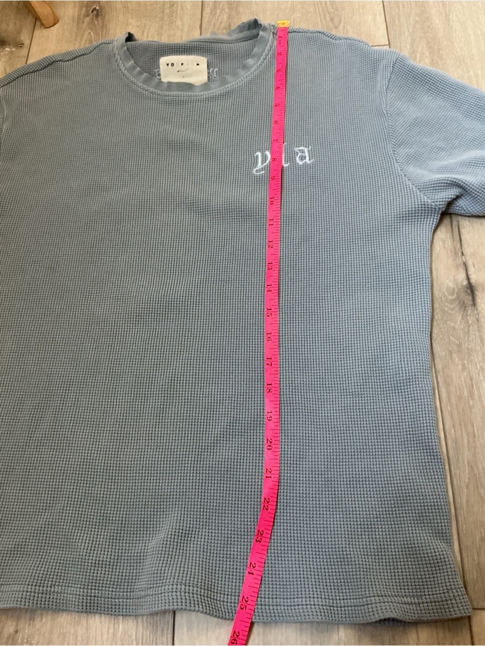 YoungLA Blue-Gray Waffle Knit Tee - Men's Oversized Short Sleeve - Picture 9 of 10